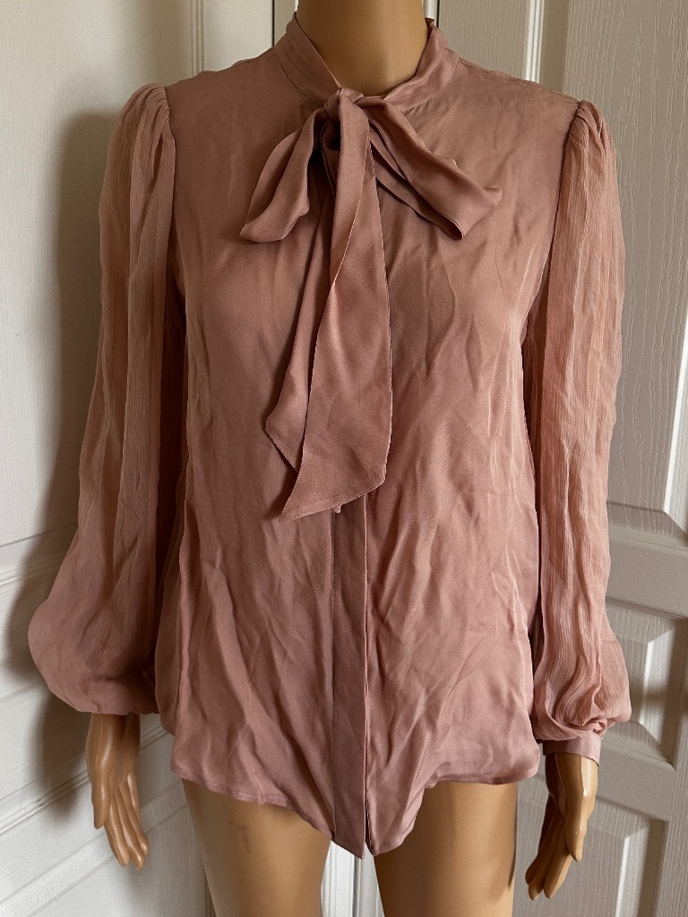 🌹NWT🌹Silk Blend Tie Neck Blouse Size Small